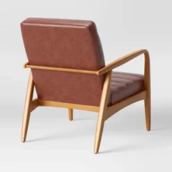 Northway Channel Tufted Wood Armchair Brown Faux Leather - Project 62™ -Furniture Bargain Store GUEST 20d09d47 9eaf 4d7d ac87 605b97dbae27