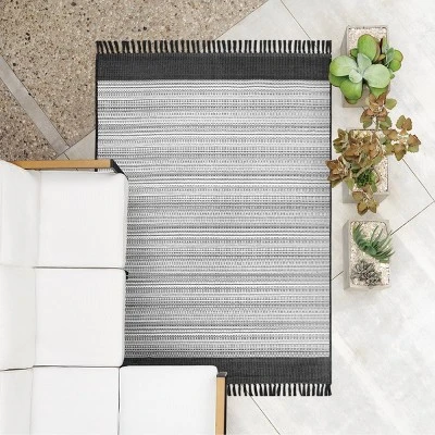 7' x 10' Outdoor Rug Striped Fringe Black - Project 62™ 7' X 10' Outdoor Rug Striped Fringe Black - Project 62™ -Furniture Bargain Store GUEST cd564f5b 1bfc 4256 a3d9 97e6d89b24db